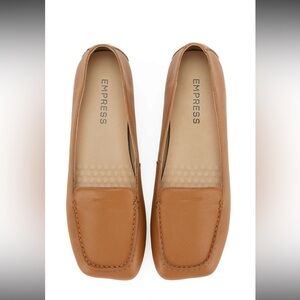 Empress Women’s Ballei Square Toe Loafer Leather Shoe Caramel Size EU38/US 7